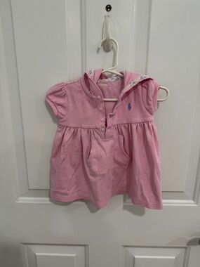 Ralph Lauren Pink Hooded Polo Dress with Front Pocket